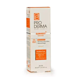 کرم ضد آفتاب بژ طبیعی پوست خشک SPF60 پرودرما