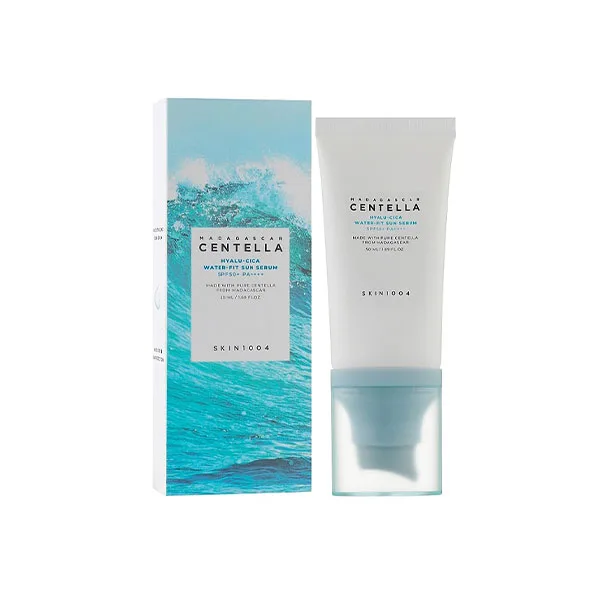 skin1004-madagascar-centella-hyalu-cica-water-fit-sun-serum کرم ضد آفتاب تیوبی بی رنگ اسکین 1004 سنتلا